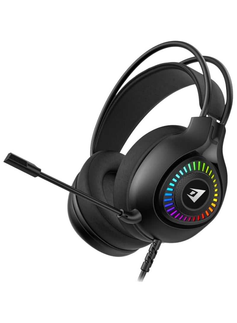 JERTECH HG01 SCOUT USB RGB Gaming Headset with 7.1 Surround Sound, 50mm Drivers, Noise Isolating Microphone, Wired Headphones for PC and Laptop - Image 1